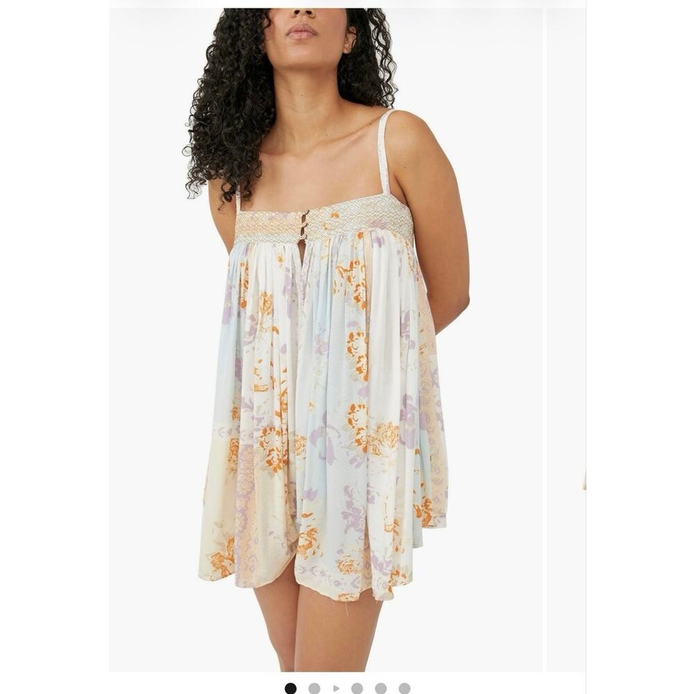 Free People Intimately FP Rule The World Romper L Floral Smocked Boho Babydoll